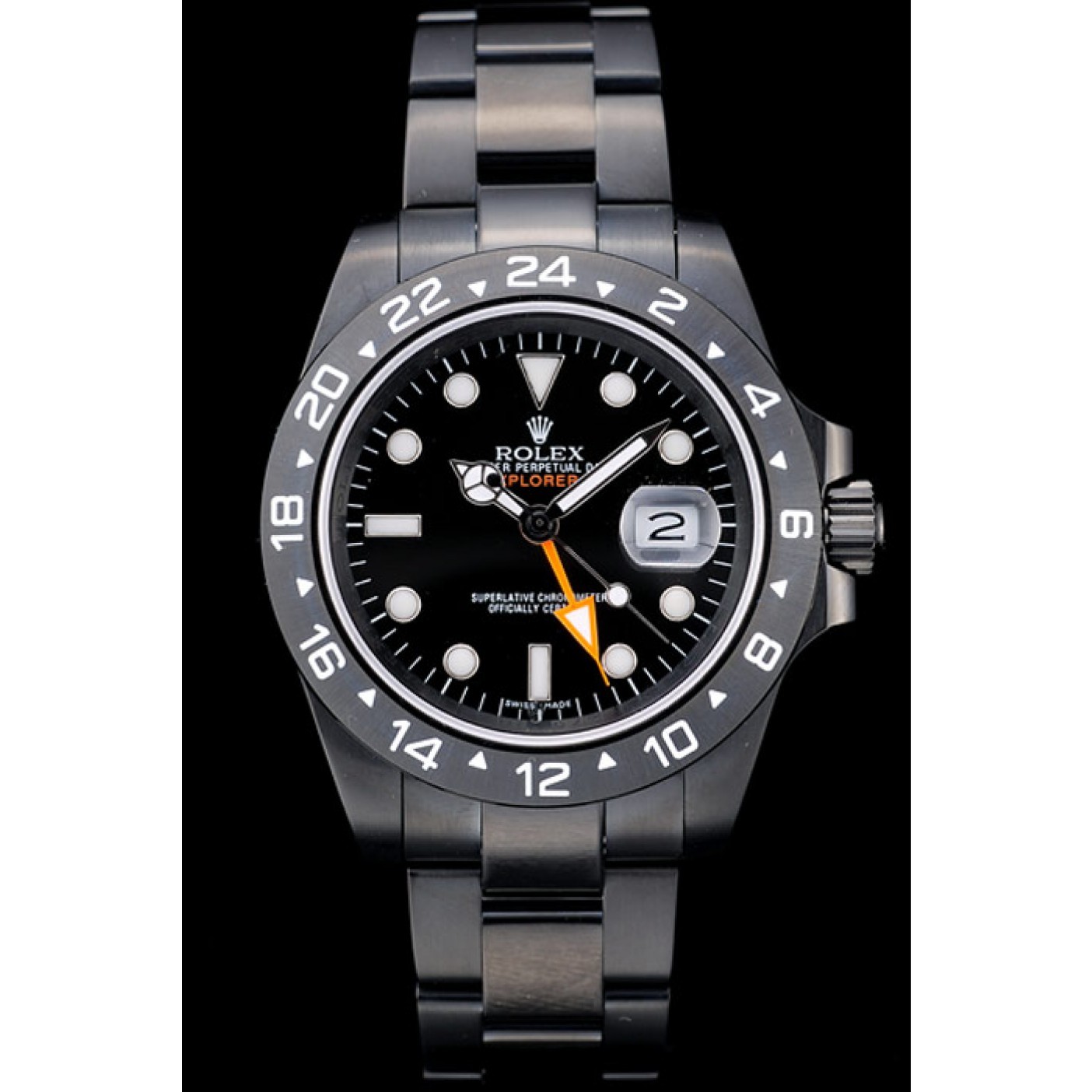 MiroTime Rolex Swiss Explorer Black Ceramic Bezel Black Dial Watch 98239