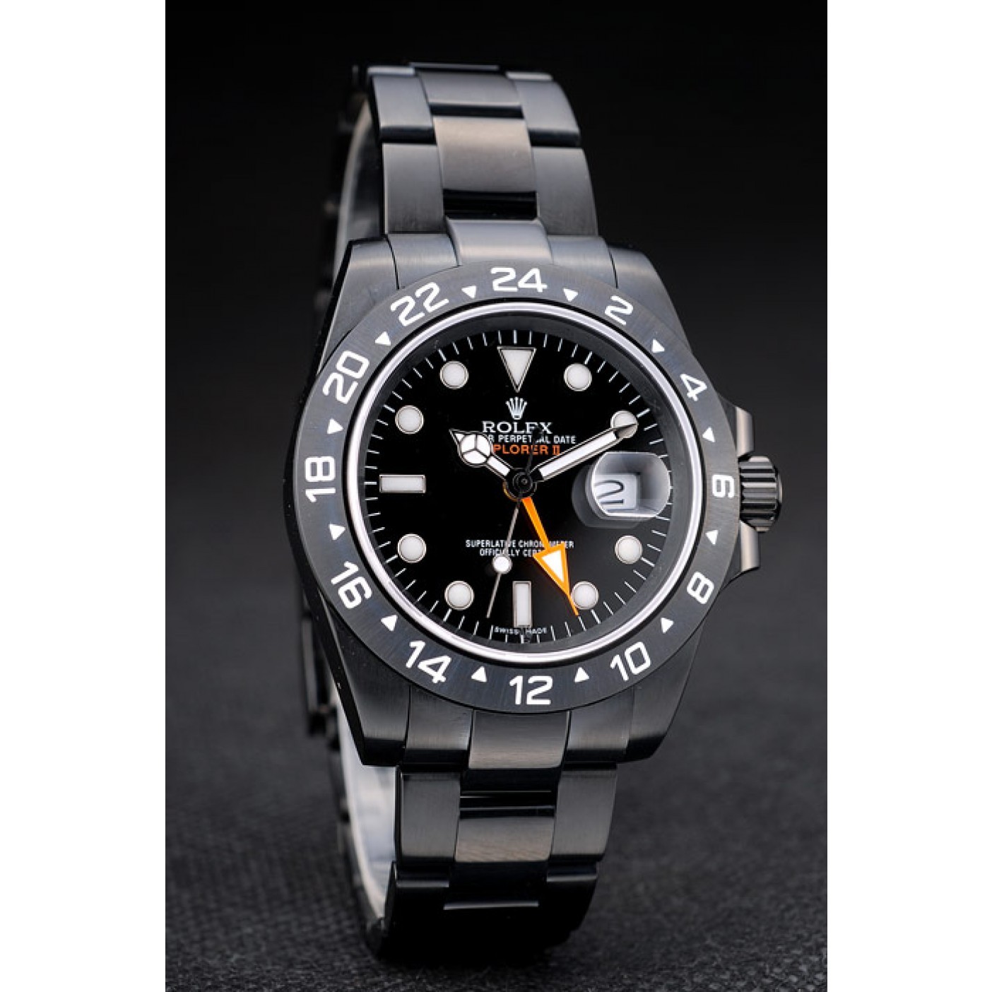 MiroTime Rolex Swiss Explorer Black Ceramic Bezel Black Dial Watch 98239