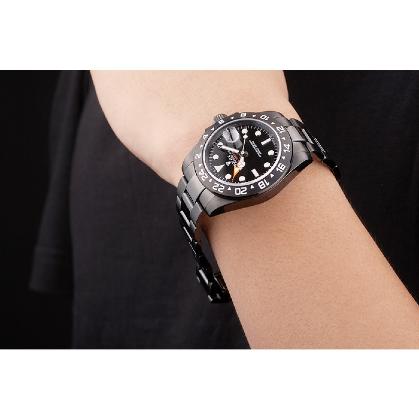 MiroTime Rolex Swiss Explorer Black Ceramic Bezel Black Dial Watch 98239