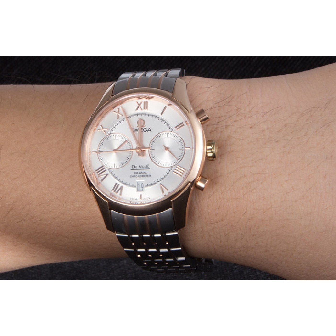 MiroTime Omega DeVille Two Tone Links White Dial om239 621563