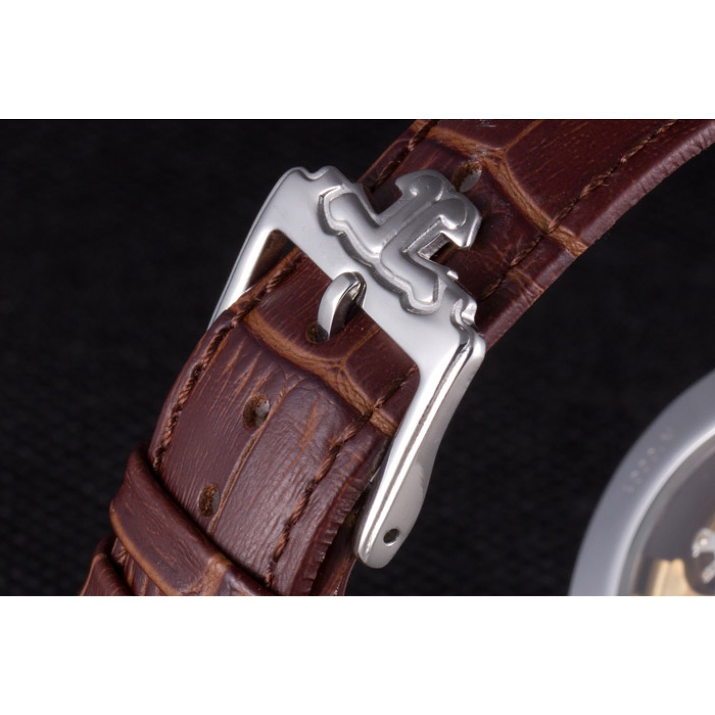 MiroTime Jaeger Lecoultre Master Chronograph Silver Bezel Brown Leather Band 621612