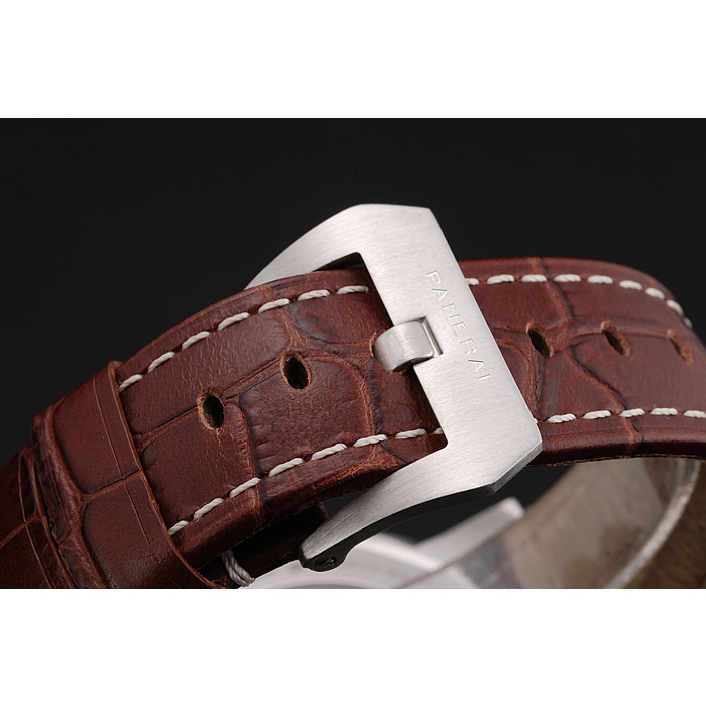 MiroTime Panerai Luminor 1950 Tourbillon GMT Black Dial Stainless Steel Case Brown Leather Strap