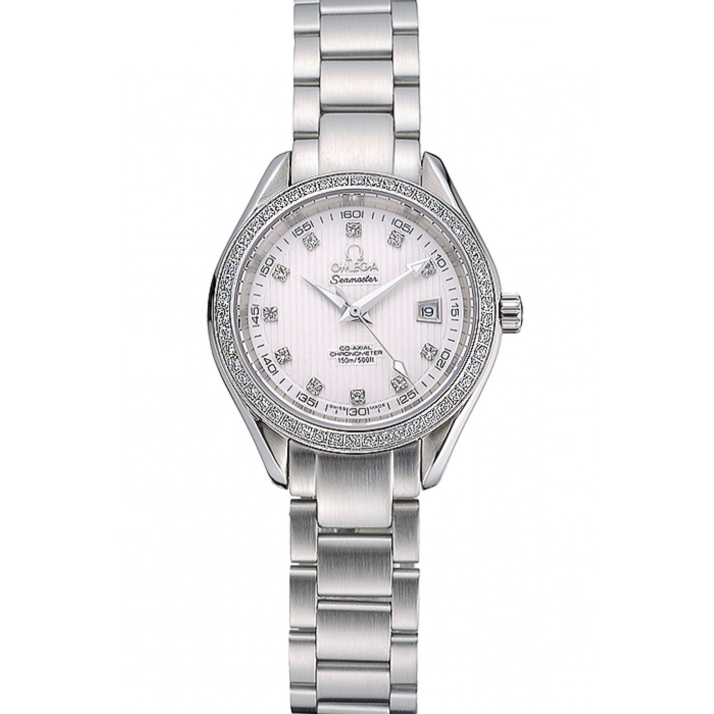 MiroTime Omega Seamaster Aqua Terra White Dial Diamond Case Stainless Steel Bracelet 622448