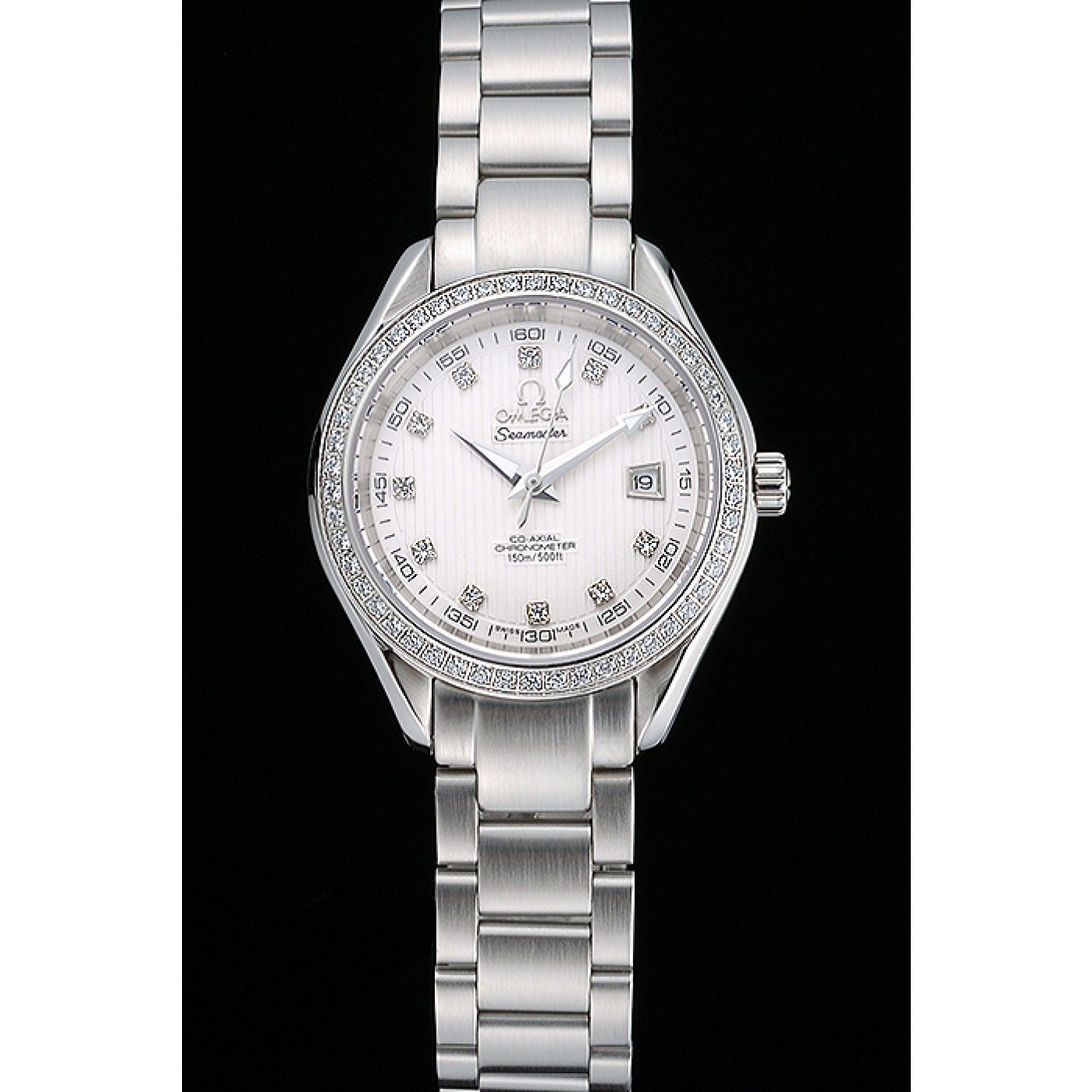 MiroTime Omega Seamaster Aqua Terra White Dial Diamond Case Stainless Steel Bracelet 622448