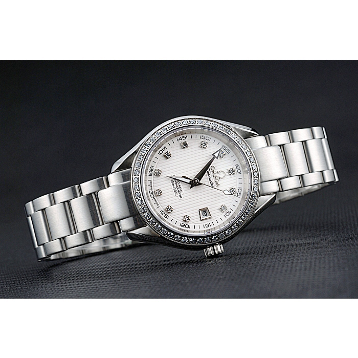 MiroTime Omega Seamaster Aqua Terra White Dial Diamond Case Stainless Steel Bracelet 622448