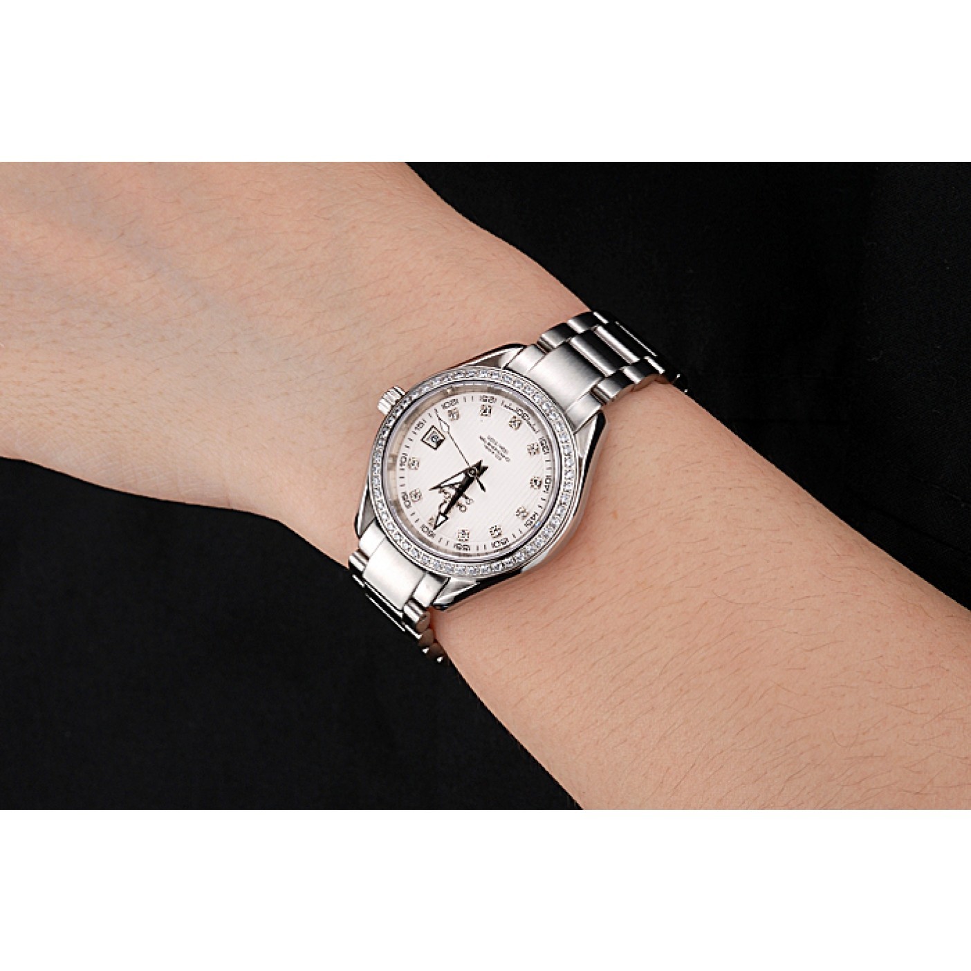 MiroTime Omega Seamaster Aqua Terra White Dial Diamond Case Stainless Steel Bracelet 622448