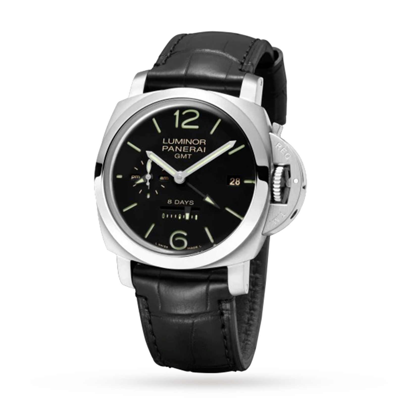 MiroTime Swiss Panerai Luminor 8 Days GMT 44mm Mens Watch PAM00233