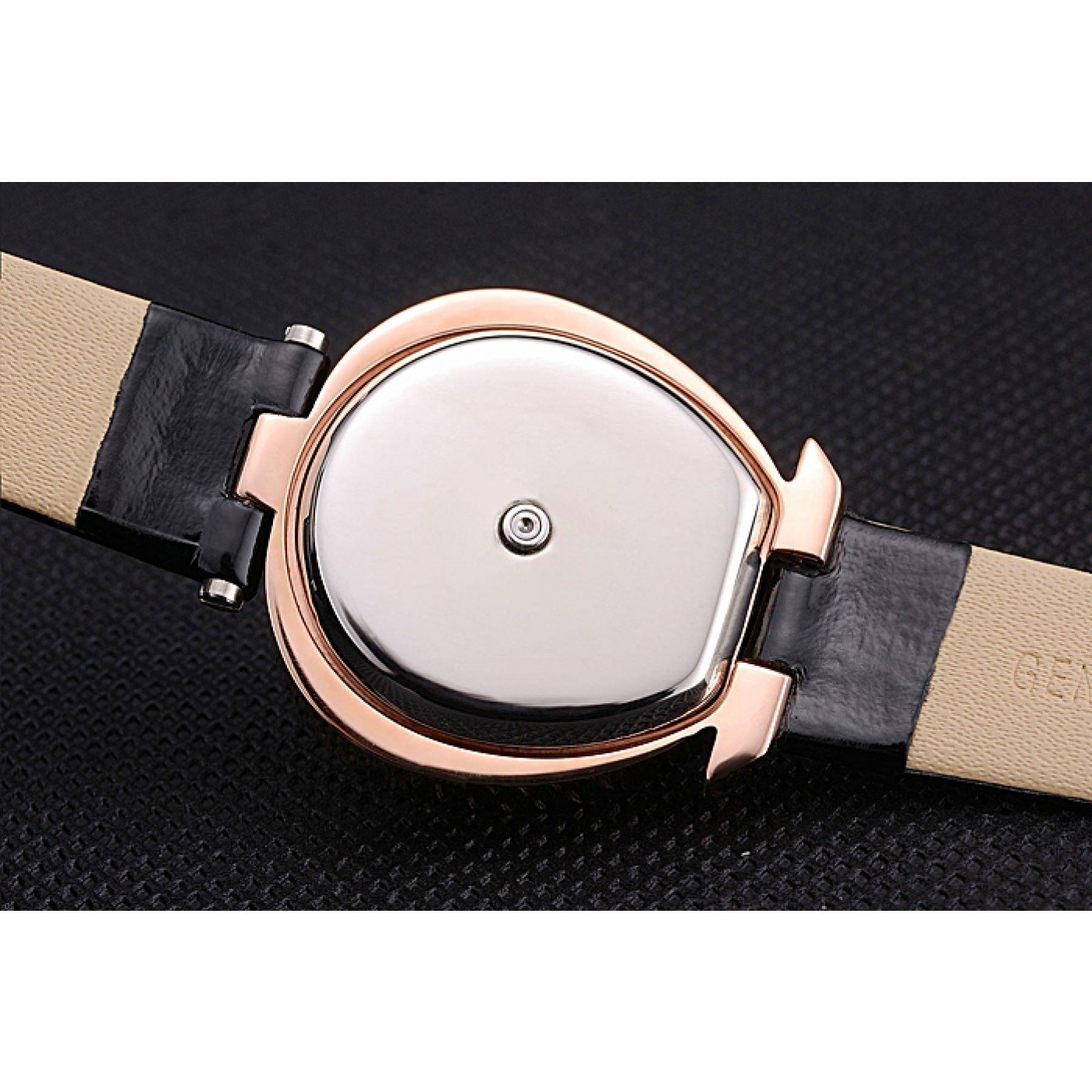 MiroTime Omega Ladies Watch Sky Blue Dial Gold Case Black Leather Strap 622821