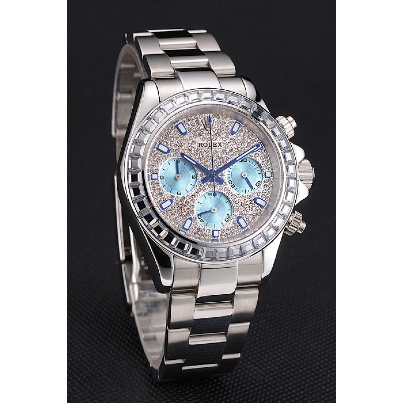 MiroTime Rolex Daytona Diamond Dial And Bezel Stainless Steel Case And Bracelet