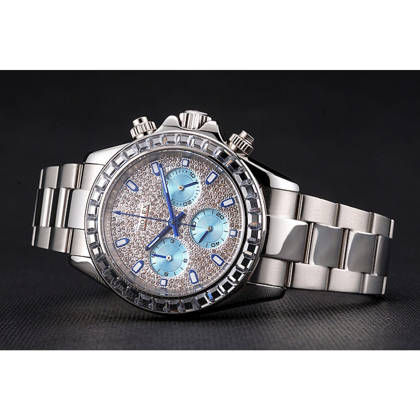 MiroTime Rolex Daytona Diamond Dial And Bezel Stainless Steel Case And Bracelet