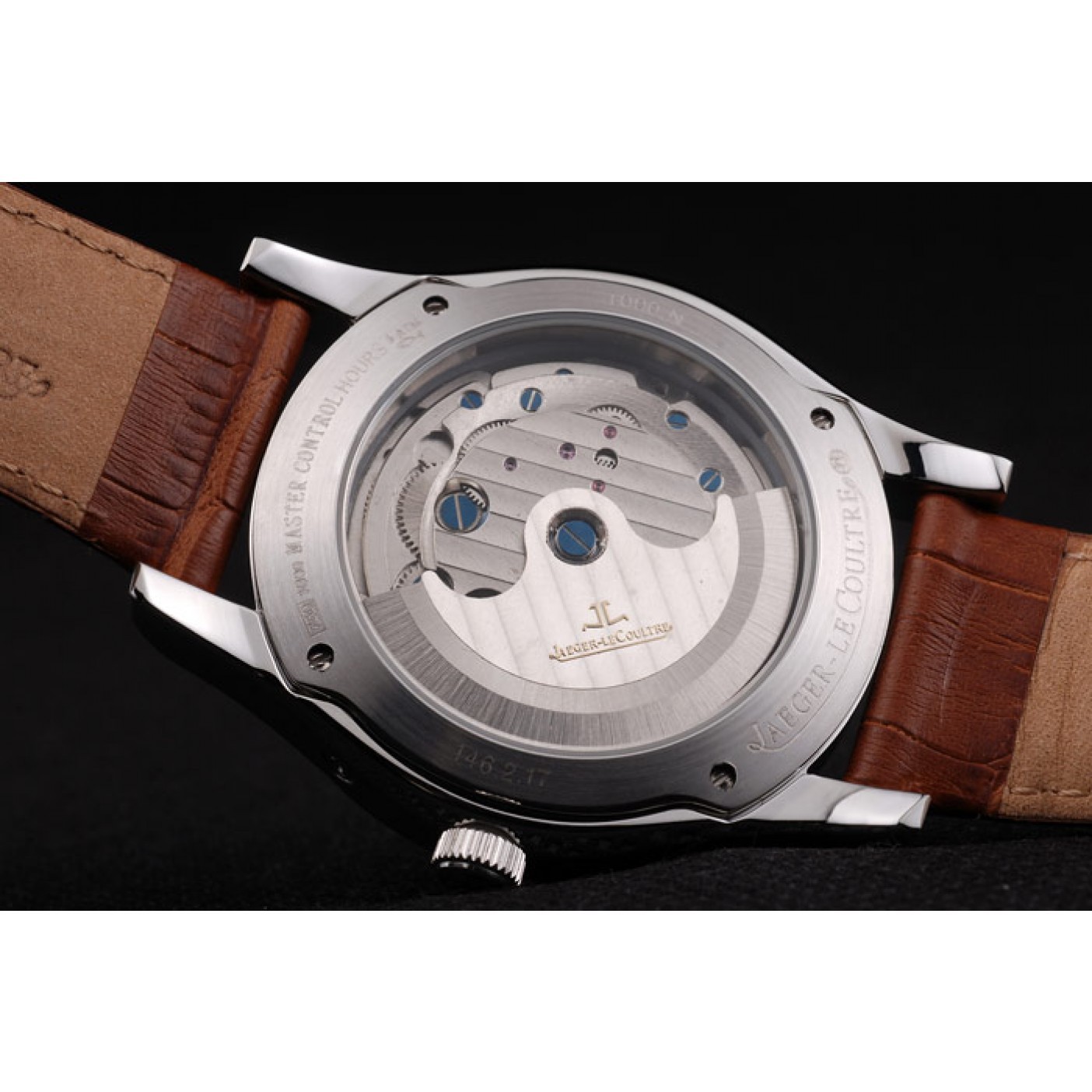 MiroTime Jaeger Le Coultre Master Control Tourbillon White Dial Brown Leather Strap