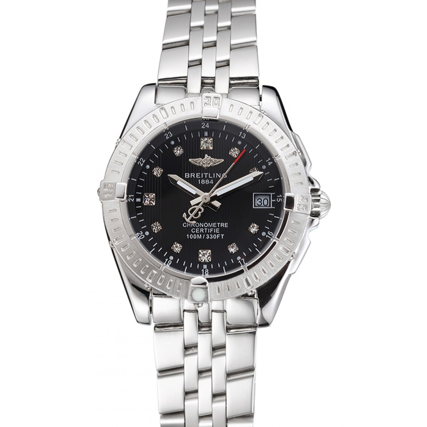 MiroTime Breitling Colt Lady Black Dial Diamond Hour Marks Stainless Stees Case And Bracelet