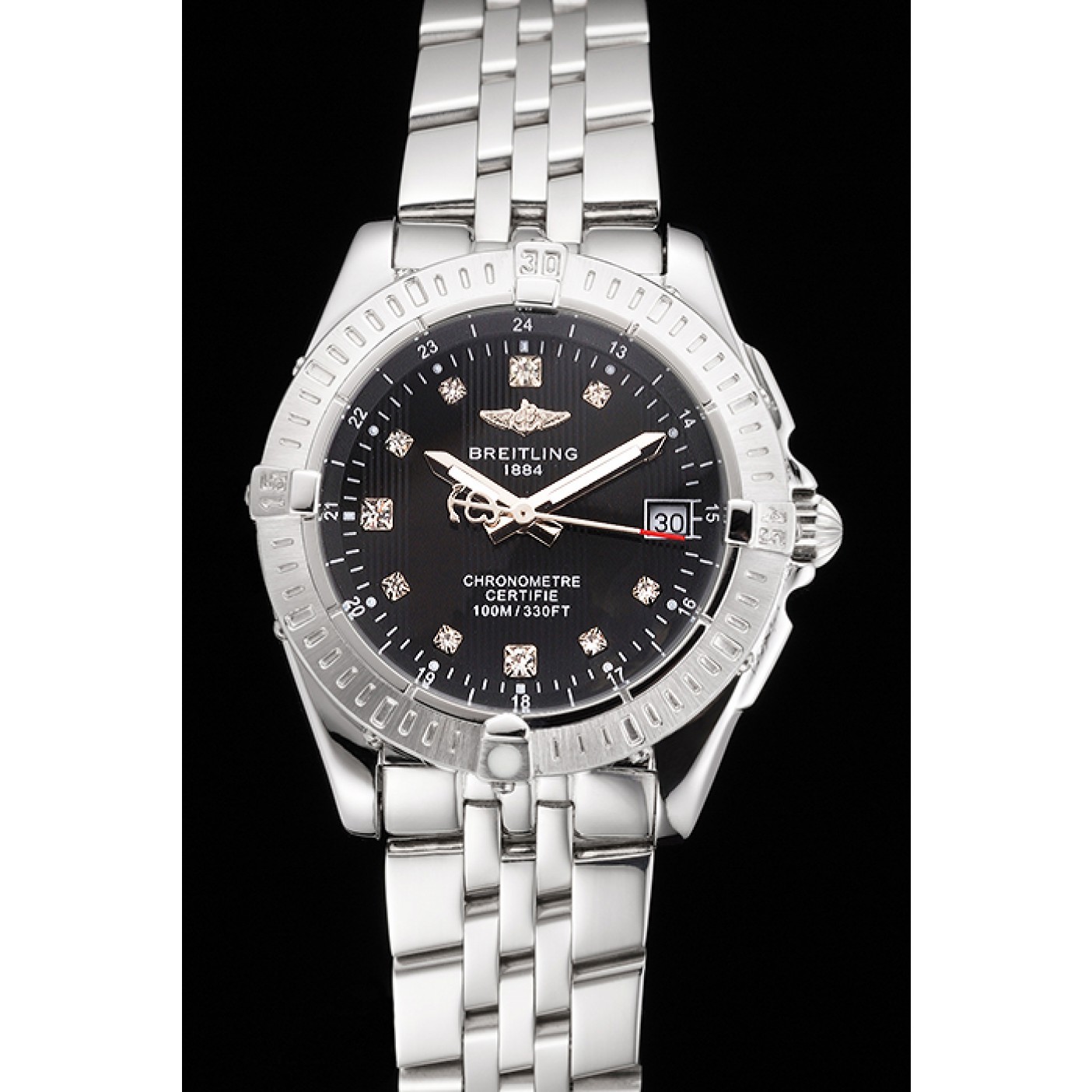 MiroTime Breitling Colt Lady Black Dial Diamond Hour Marks Stainless Stees Case And Bracelet