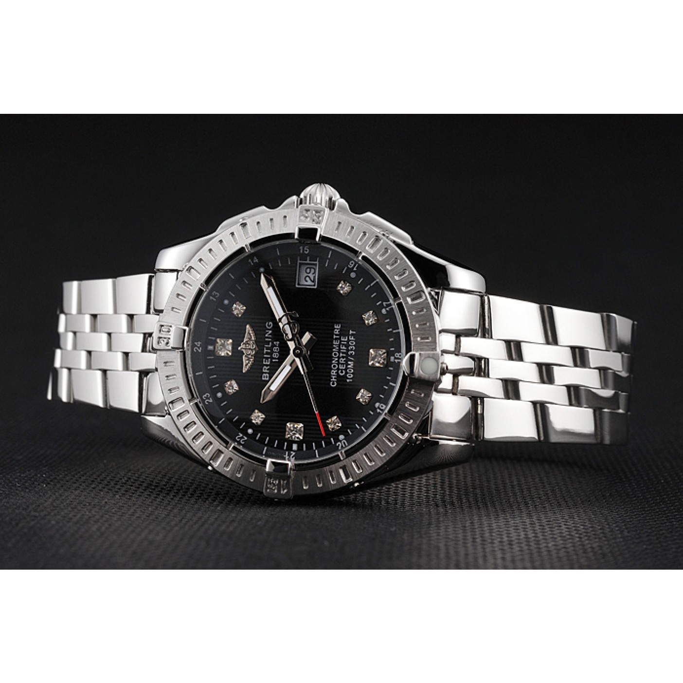 MiroTime Breitling Colt Lady Black Dial Diamond Hour Marks Stainless Stees Case And Bracelet