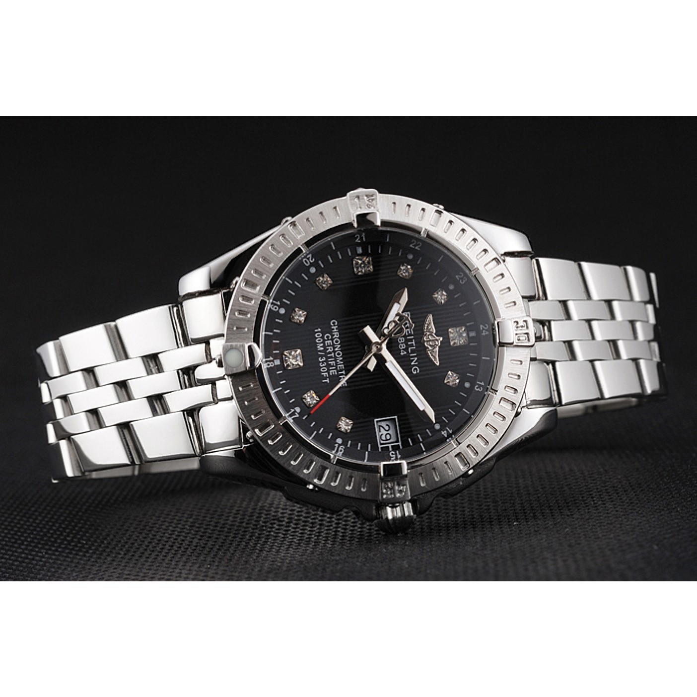MiroTime Breitling Colt Lady Black Dial Diamond Hour Marks Stainless Stees Case And Bracelet
