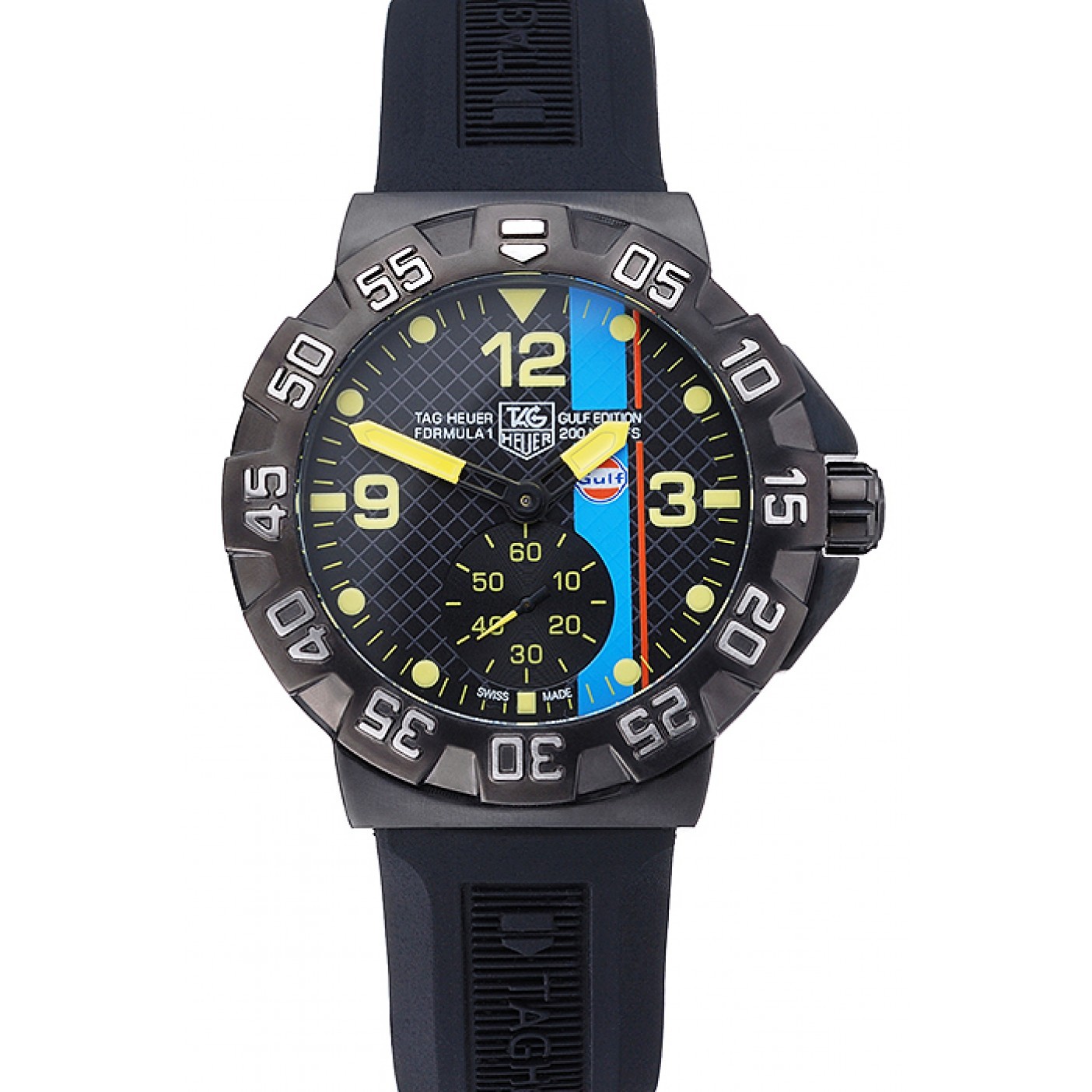 MiroTime Tag Heuer Formula One Grande Date Black And Yellow Dial Rubber Bracelet 622280