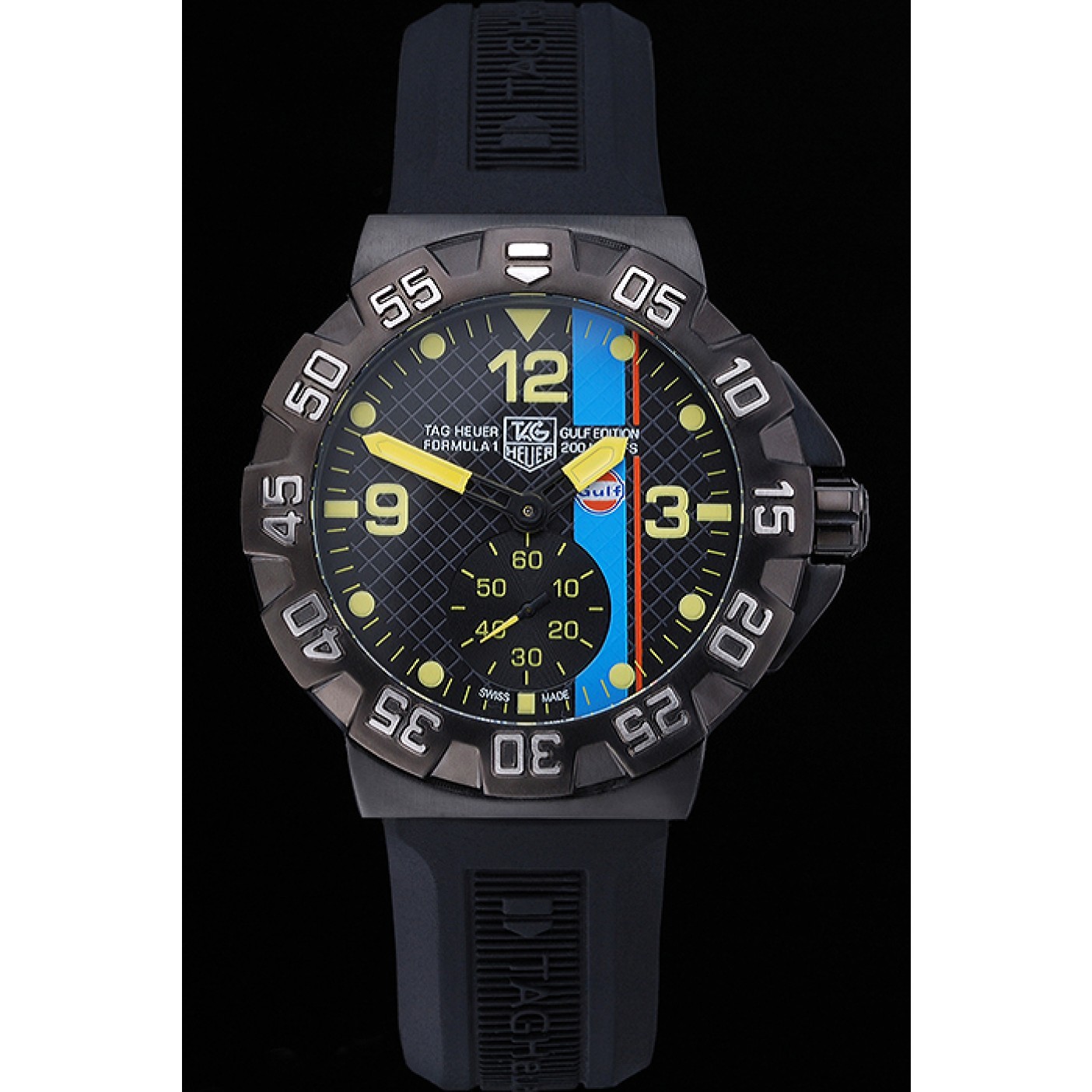 MiroTime Tag Heuer Formula One Grande Date Black And Yellow Dial Rubber Bracelet 622280