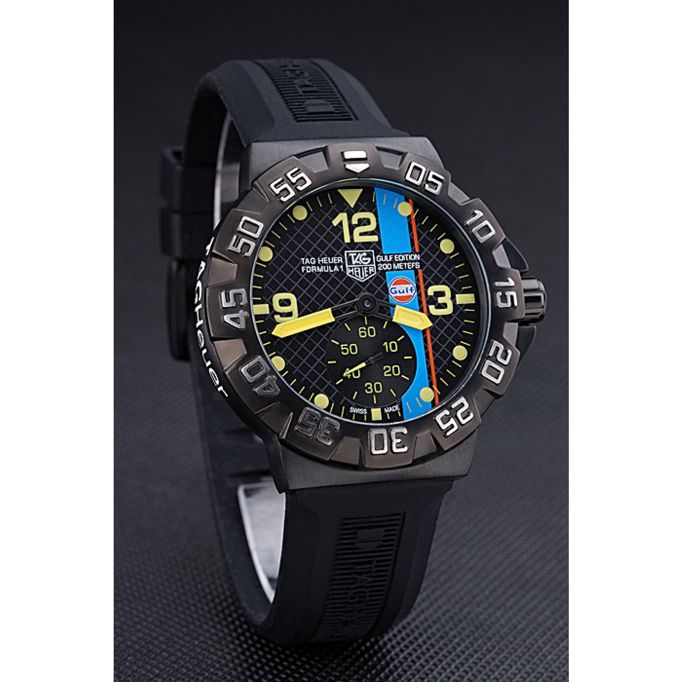MiroTime Tag Heuer Formula One Grande Date Black And Yellow Dial Rubber Bracelet 622280