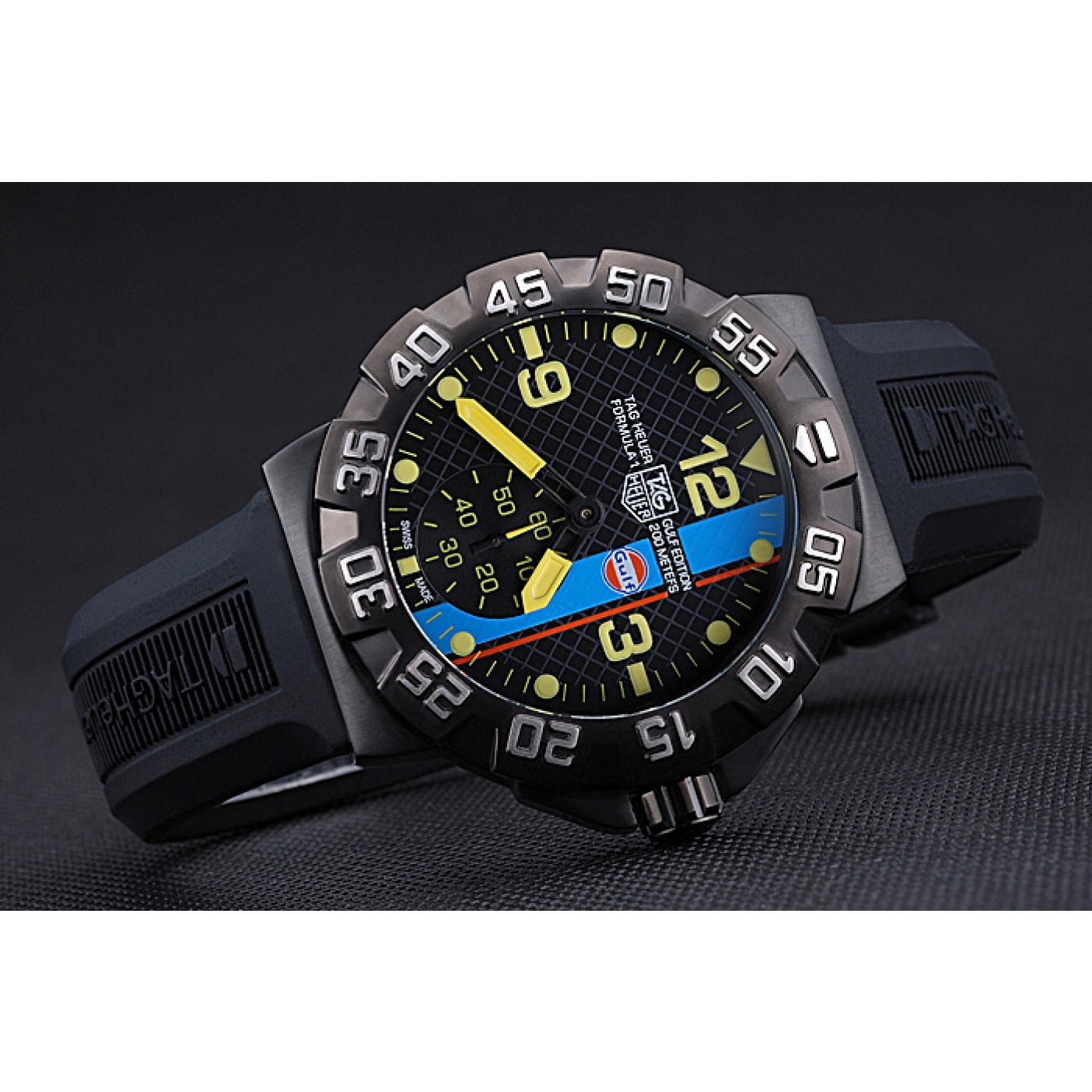 MiroTime Tag Heuer Formula One Grande Date Black And Yellow Dial Rubber Bracelet 622280
