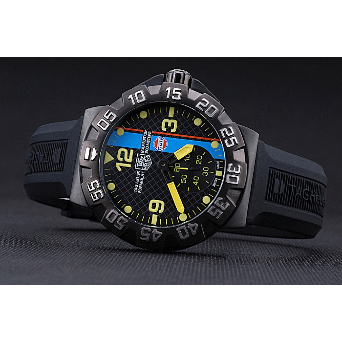 MiroTime Tag Heuer Formula One Grande Date Black And Yellow Dial Rubber Bracelet 622280