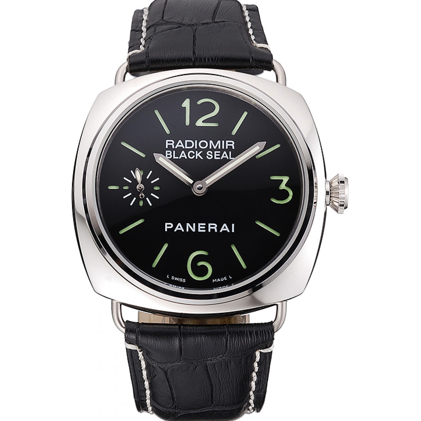 MiroTime Panerai Radiomir Black Seal Black Dial Black Leather Bracelet