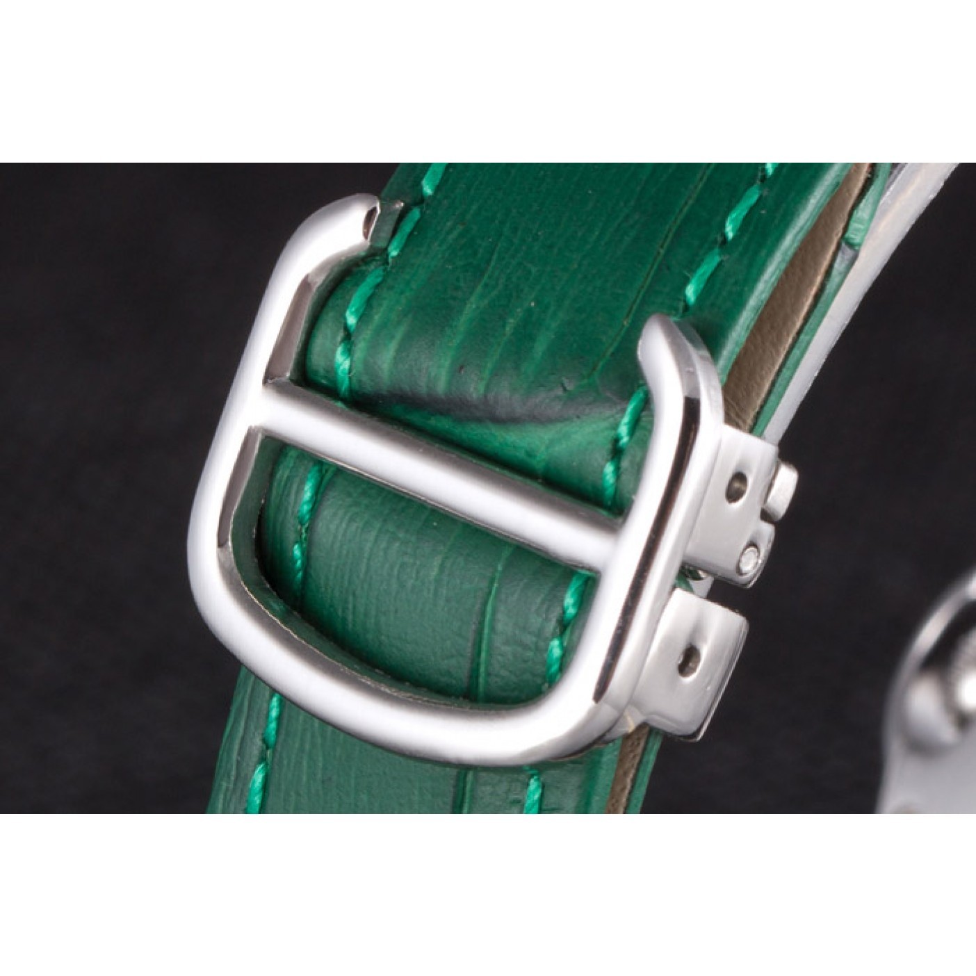 MiroTime Cartier Ballon Bleu Silver Bezel with Pearl Dial Green Leather Band 621552