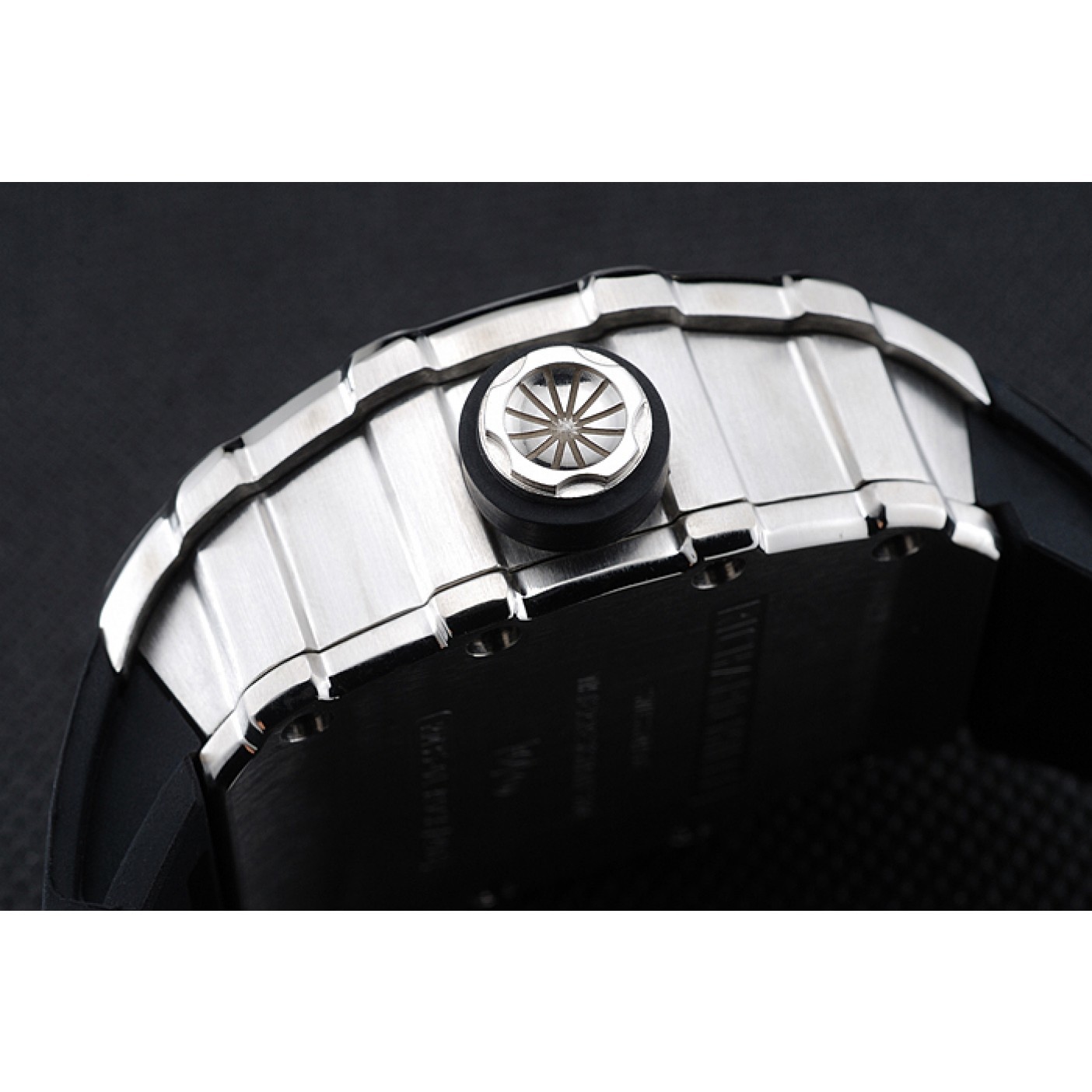 MiroTime Richard Mille RM 35-01 Rafael Nadal Silver Case Black Rubber Bracelet 1454198