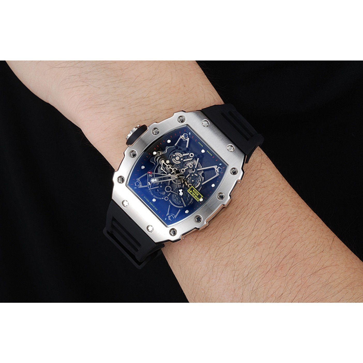 MiroTime Richard Mille RM 35-01 Rafael Nadal Silver Case Black Rubber Bracelet 1454198