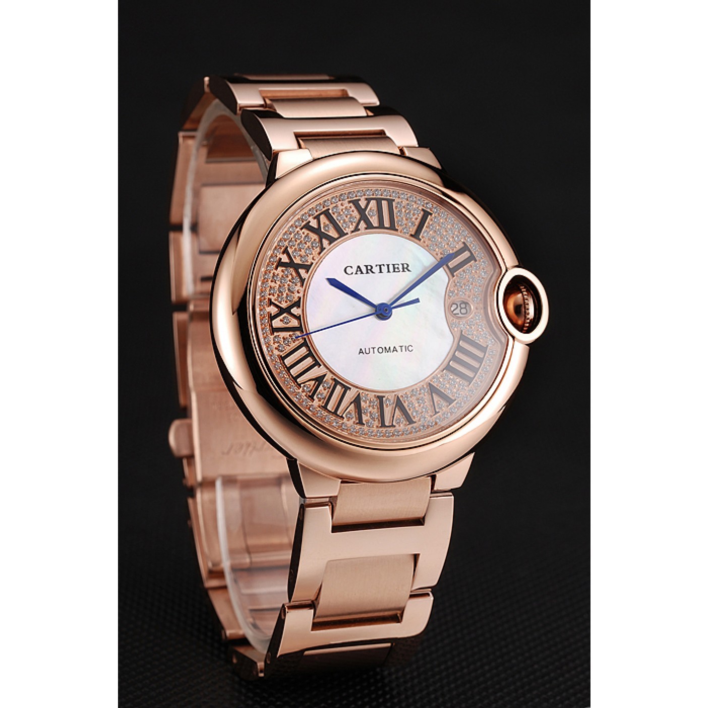 MiroTime Swiss Cartier Ballon Bleu 46 MM Diamond Dial Rose Gold Bracelet 1453882