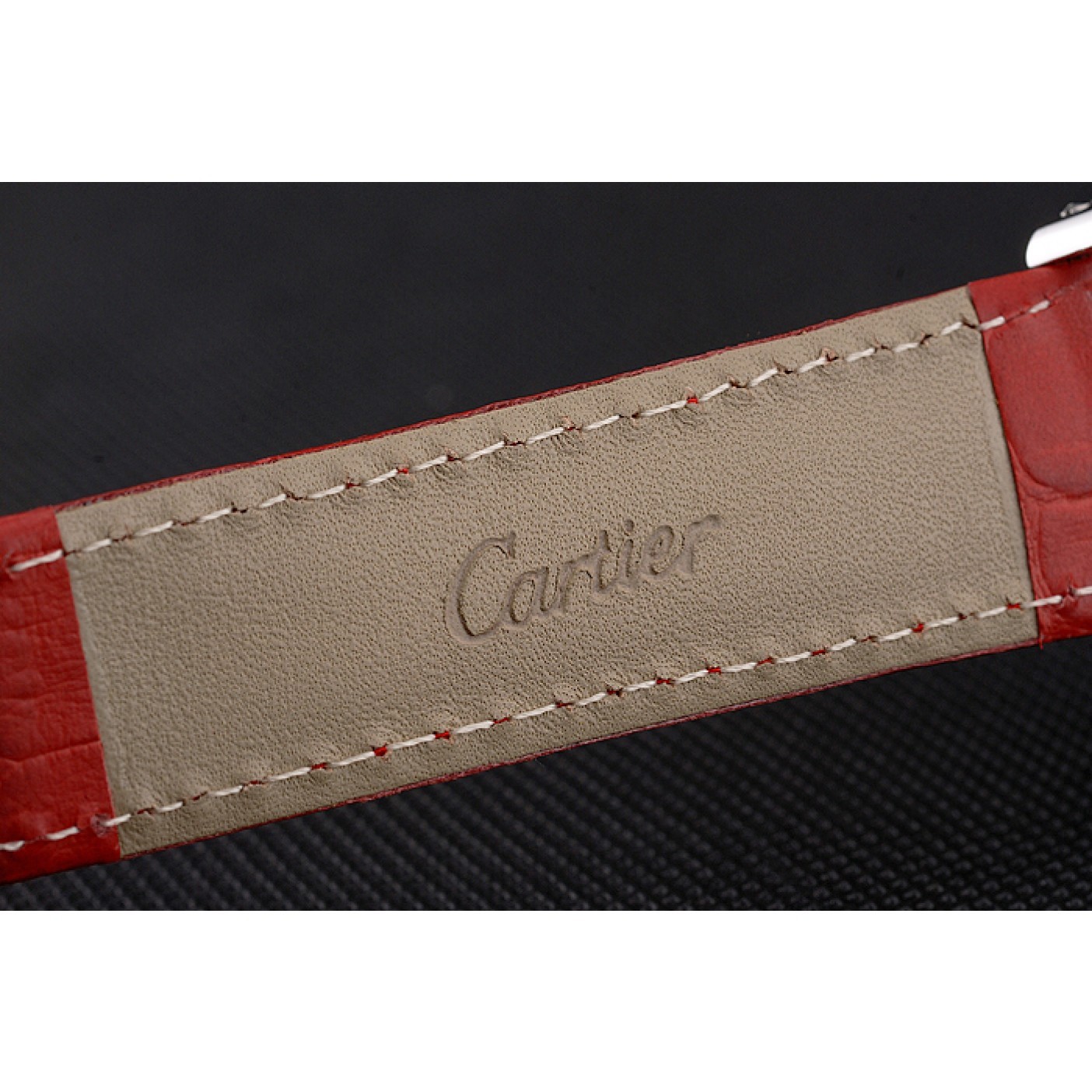 MiroTime Cartier Tortue Perpetual Calendar White Dial Stainless Steel Case Red Leather Strap