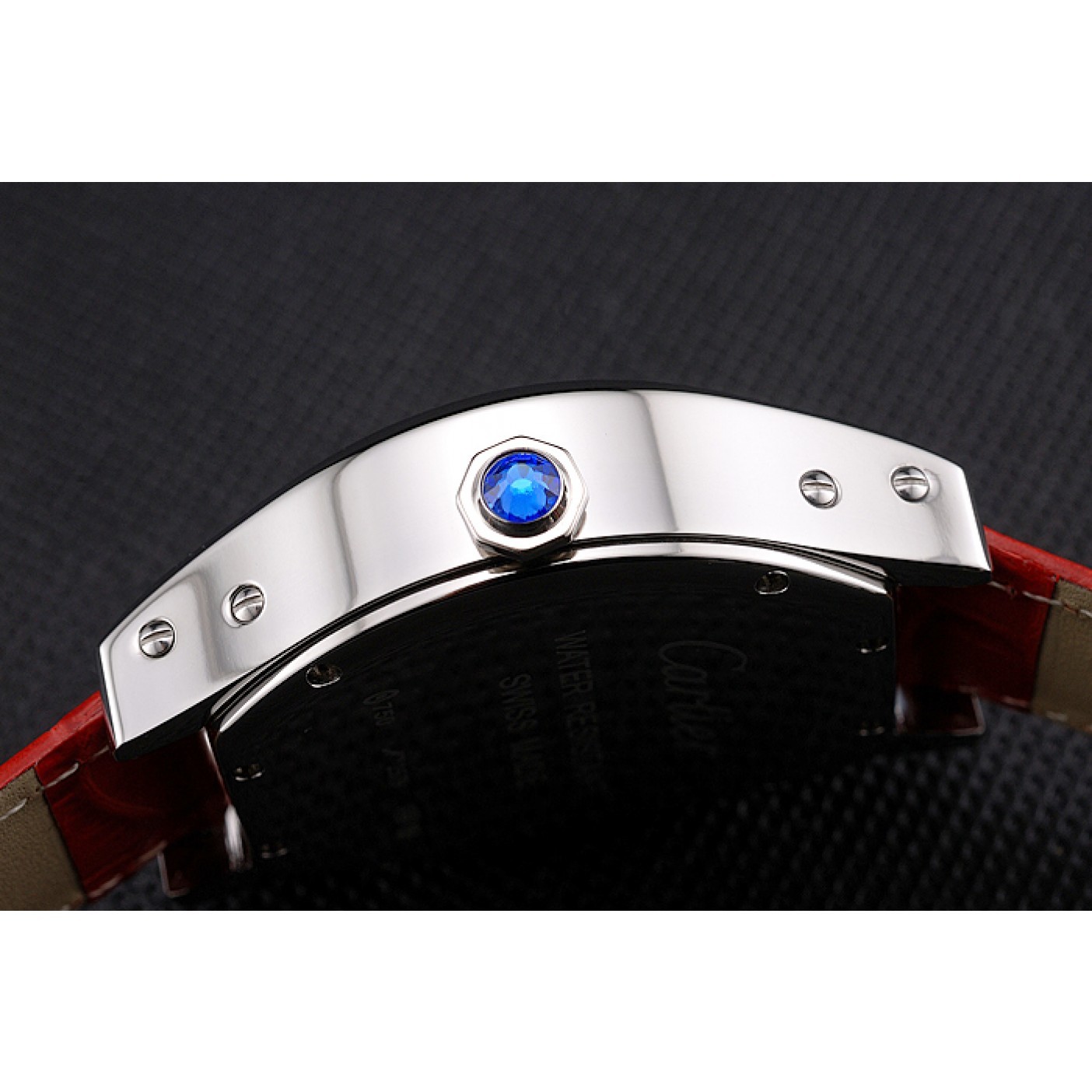 MiroTime Cartier Tortue Perpetual Calendar White Dial Stainless Steel Case Red Leather Strap