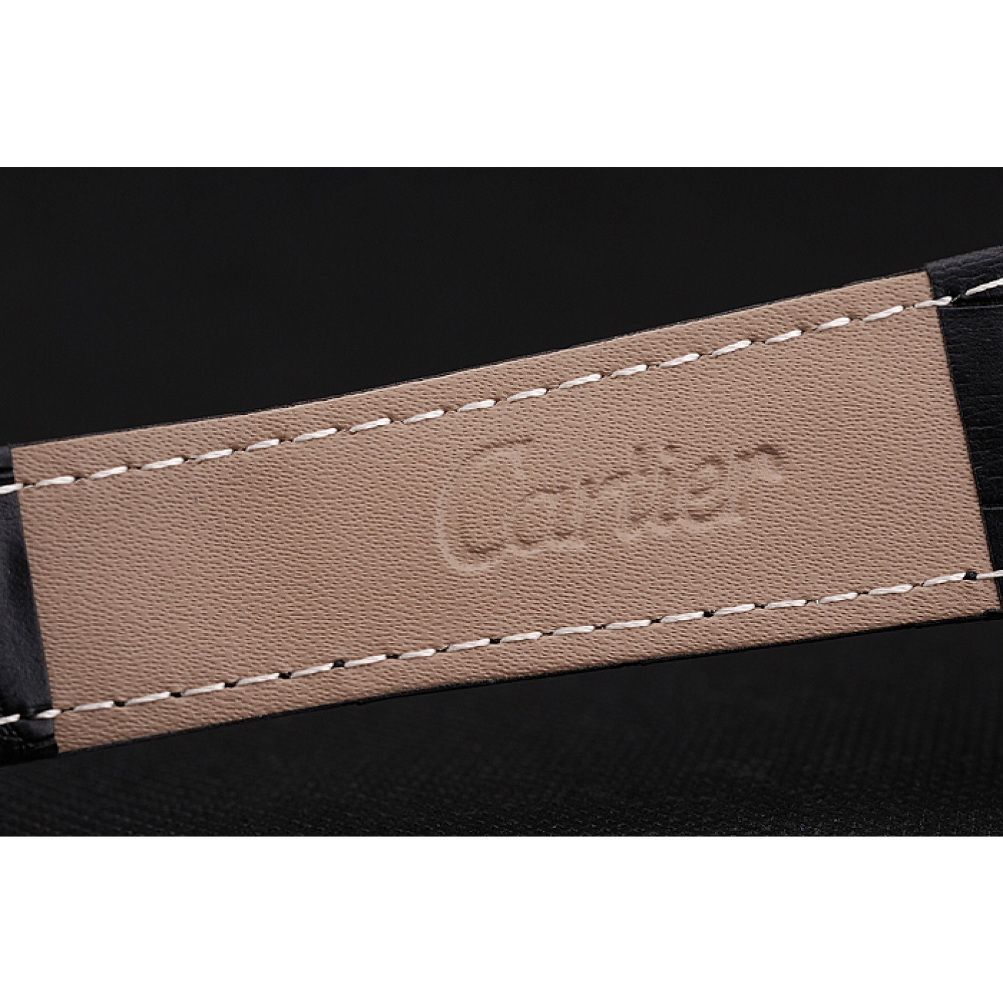 MiroTime Cartier Calibre De Cartier Small Seconds Black And White Dial Stainless Steel Case Black Leather Strap