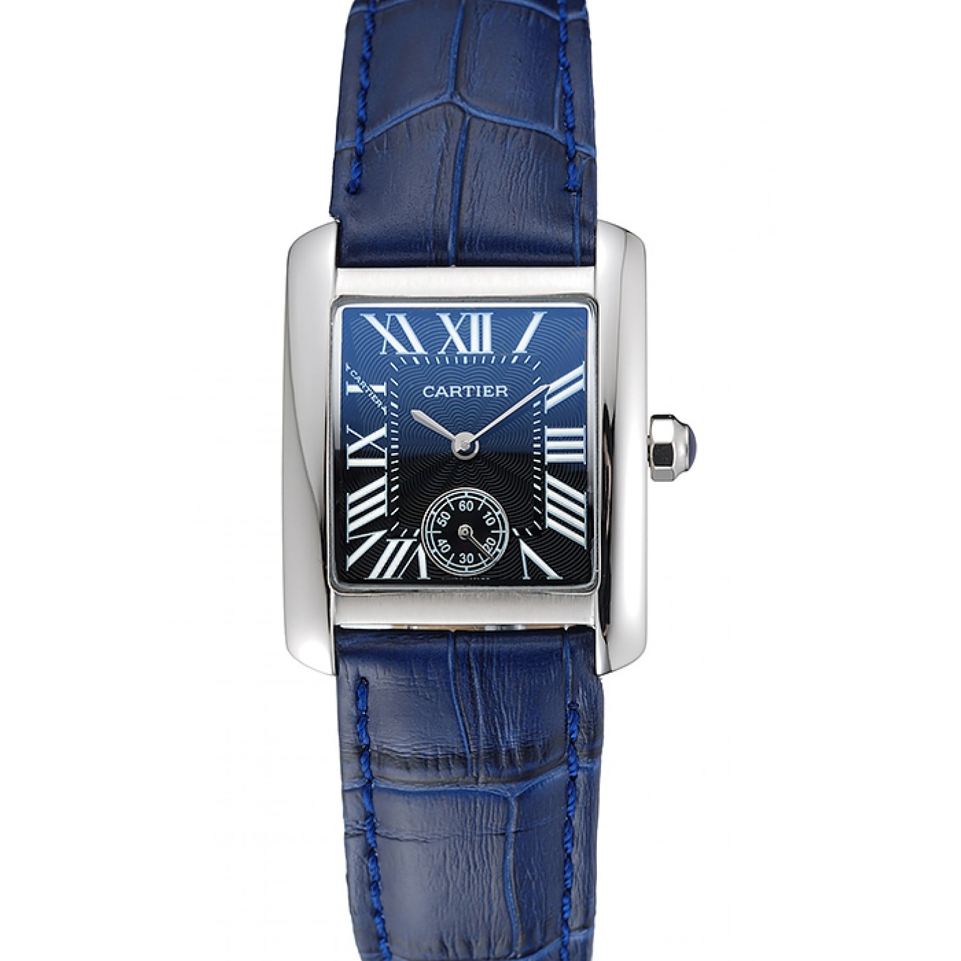 MiroTime Cartier Tank MC Stainless Steel Case Blue Dial Blue Leather Strap 622178