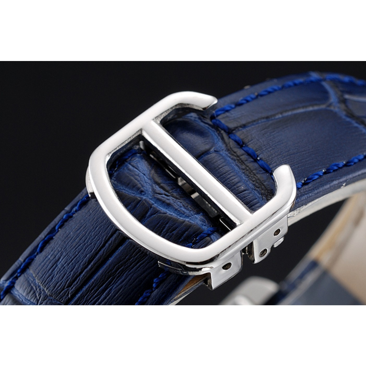 MiroTime Cartier Tank MC Stainless Steel Case Blue Dial Blue Leather Strap 622178