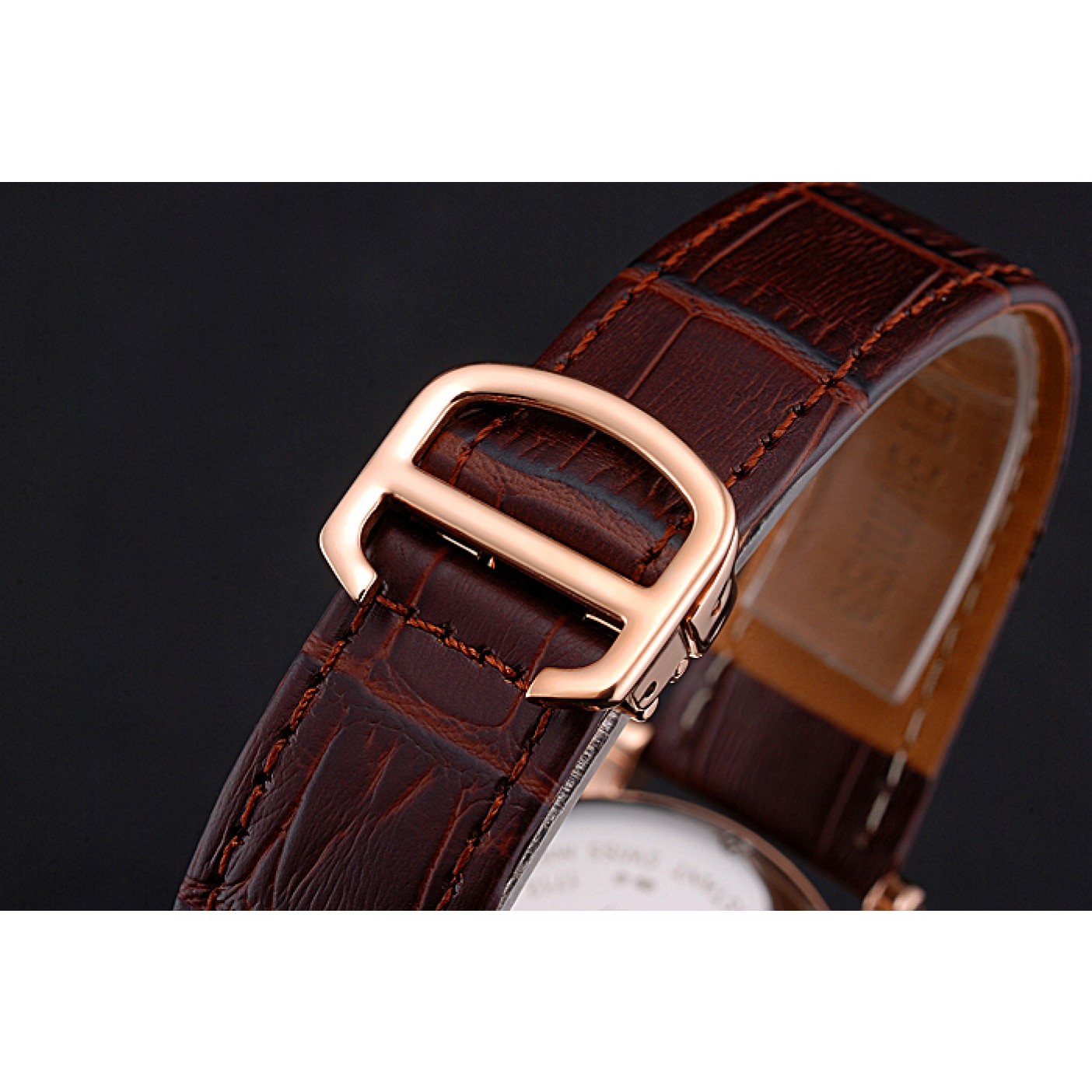 MiroTime Cartier Ronde Second Time Zone White Dial Gold Case Brown Leather Strap 622801