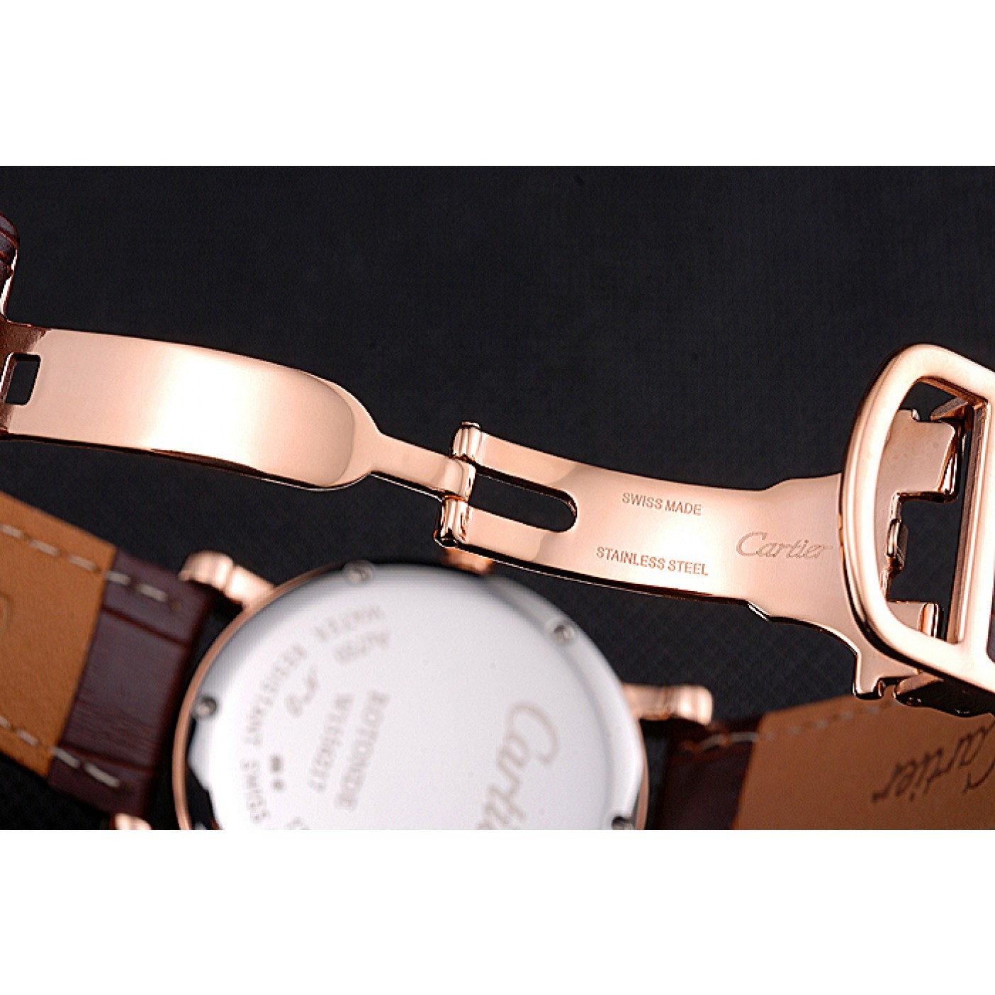 MiroTime Cartier Ronde Second Time Zone White Dial Gold Case Brown Leather Strap 622801
