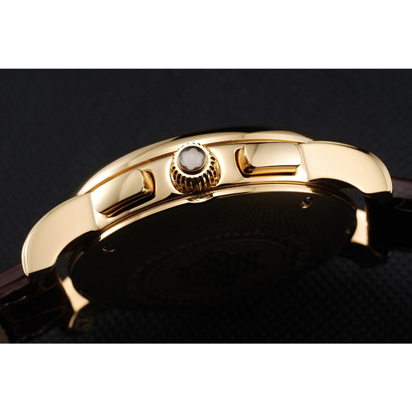 MiroTime Montblanc Chronograph White Dial Brown Leather Bracelet Gold Case 1454113
