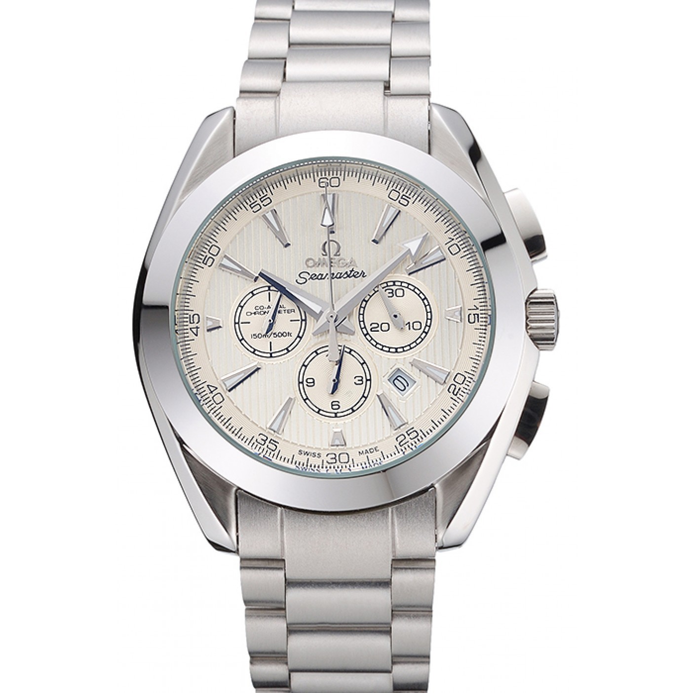 MiroTime Omega Seamaster Aqua Terra Chronograph Ivory Dial Stainless Steel Bracelet 622526