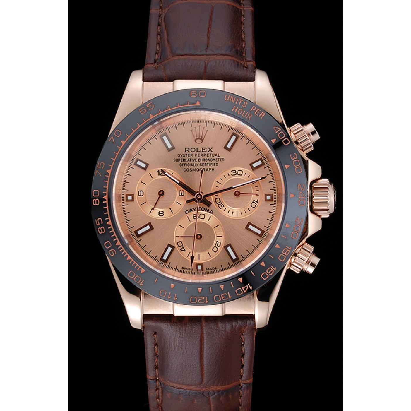 MiroTime Rolex Cosmograph Daytona Brown Dial Rose Gold Case Brown Leather Bracelet 1454243