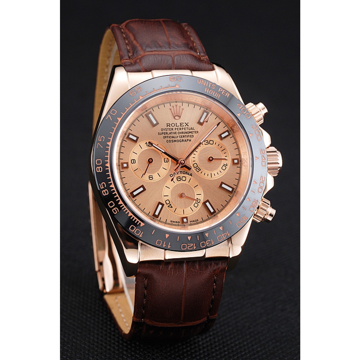 MiroTime Rolex Cosmograph Daytona Brown Dial Rose Gold Case Brown Leather Bracelet 1454243
