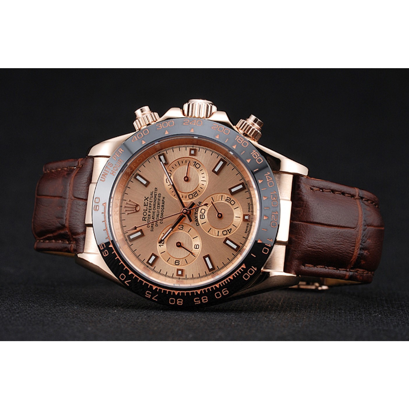 MiroTime Rolex Cosmograph Daytona Brown Dial Rose Gold Case Brown Leather Bracelet 1454243