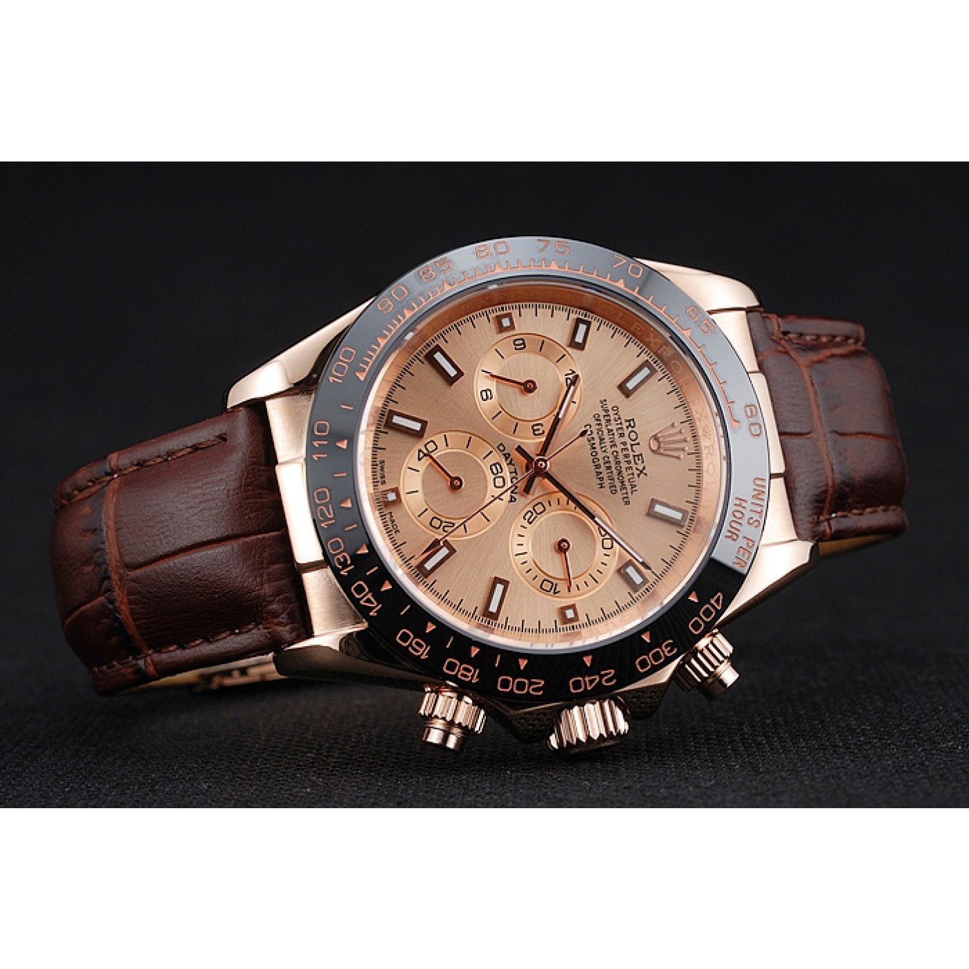 MiroTime Rolex Cosmograph Daytona Brown Dial Rose Gold Case Brown Leather Bracelet 1454243