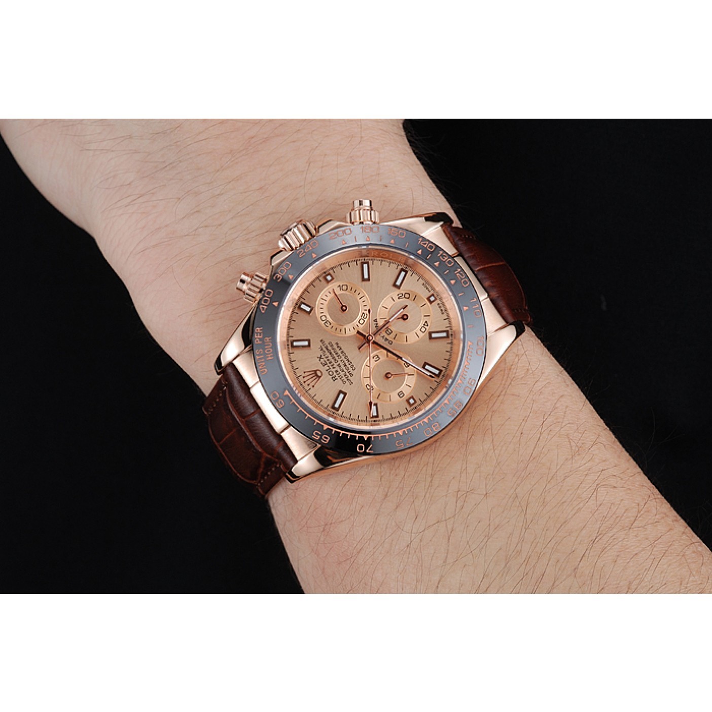 MiroTime Rolex Cosmograph Daytona Brown Dial Rose Gold Case Brown Leather Bracelet 1454243