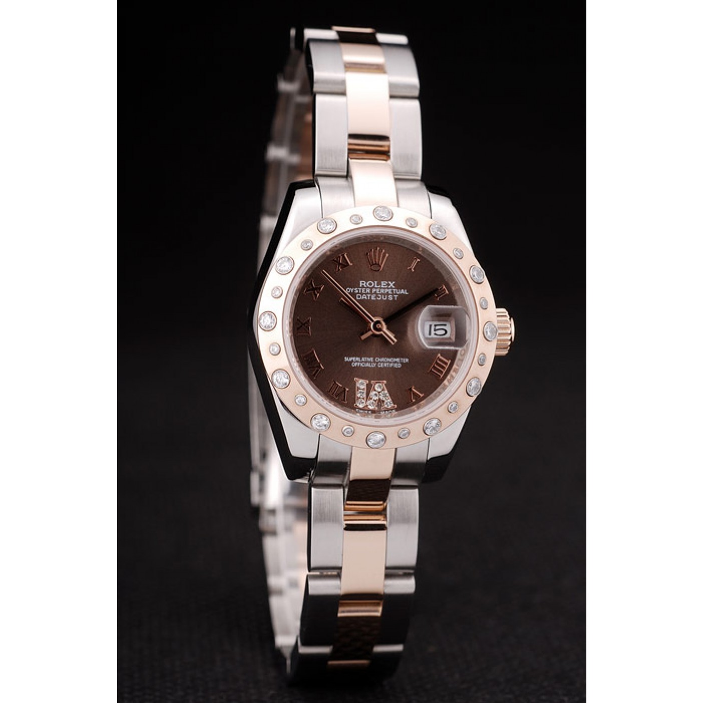 MiroTime Rolex DateJust Brushed Stainless Steel Case Brown Dial Diamond Plated