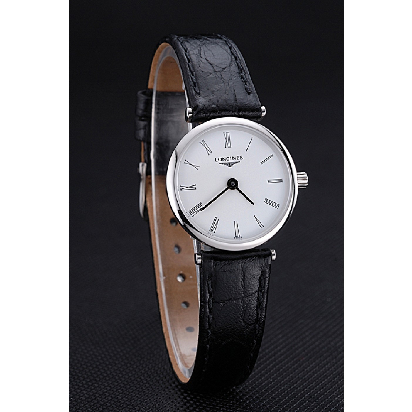 MiroTime Longines La Grande Classique White Dial Black Leather Band Femme 622128