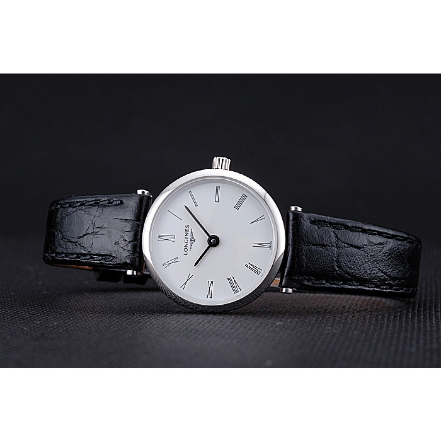 MiroTime Longines La Grande Classique White Dial Black Leather Band Femme 622128