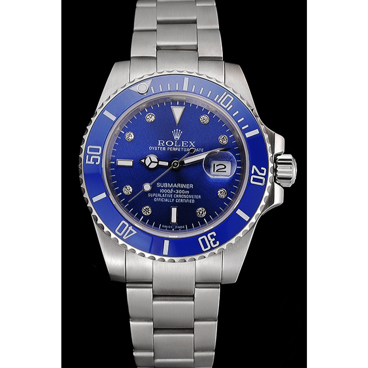MiroTime Rolex Submariner Stainless Steel Case Blue Dial Diamond Markers Stainless Steel Bracelet 622638