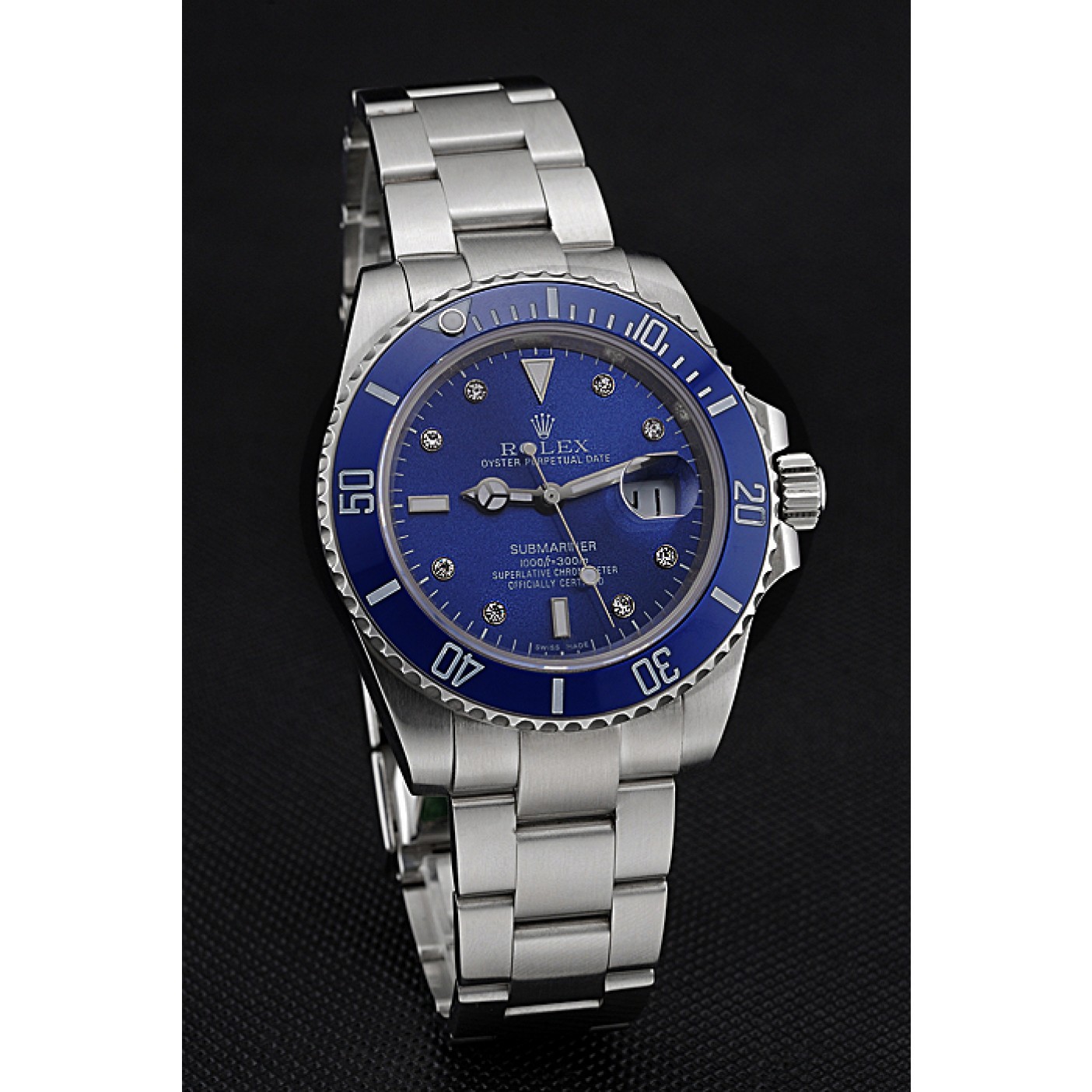 MiroTime Rolex Submariner Stainless Steel Case Blue Dial Diamond Markers Stainless Steel Bracelet 622638