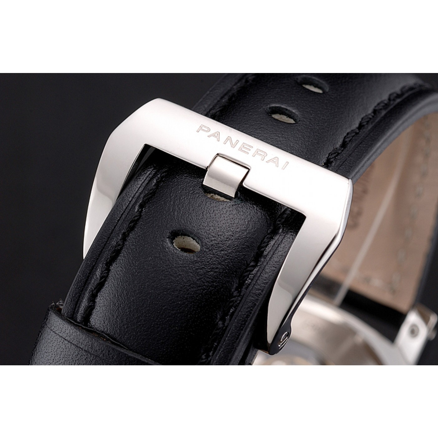 MiroTime Panerai Luminor Marina Date Black Hobnail Pattern Dial Stainless Steel Case Black Leather Strap