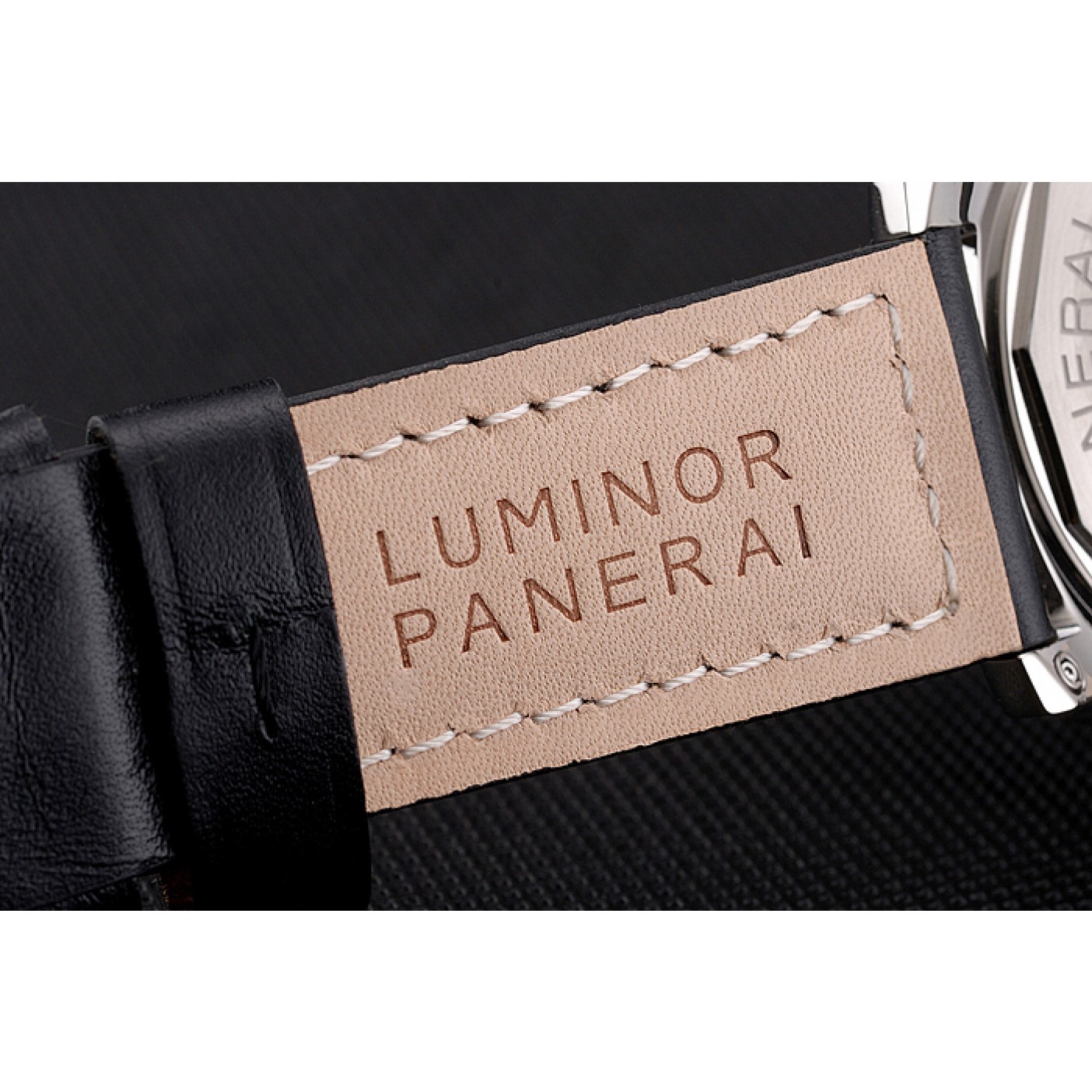 MiroTime Panerai Luminor Marina Date Black Hobnail Pattern Dial Stainless Steel Case Black Leather Strap